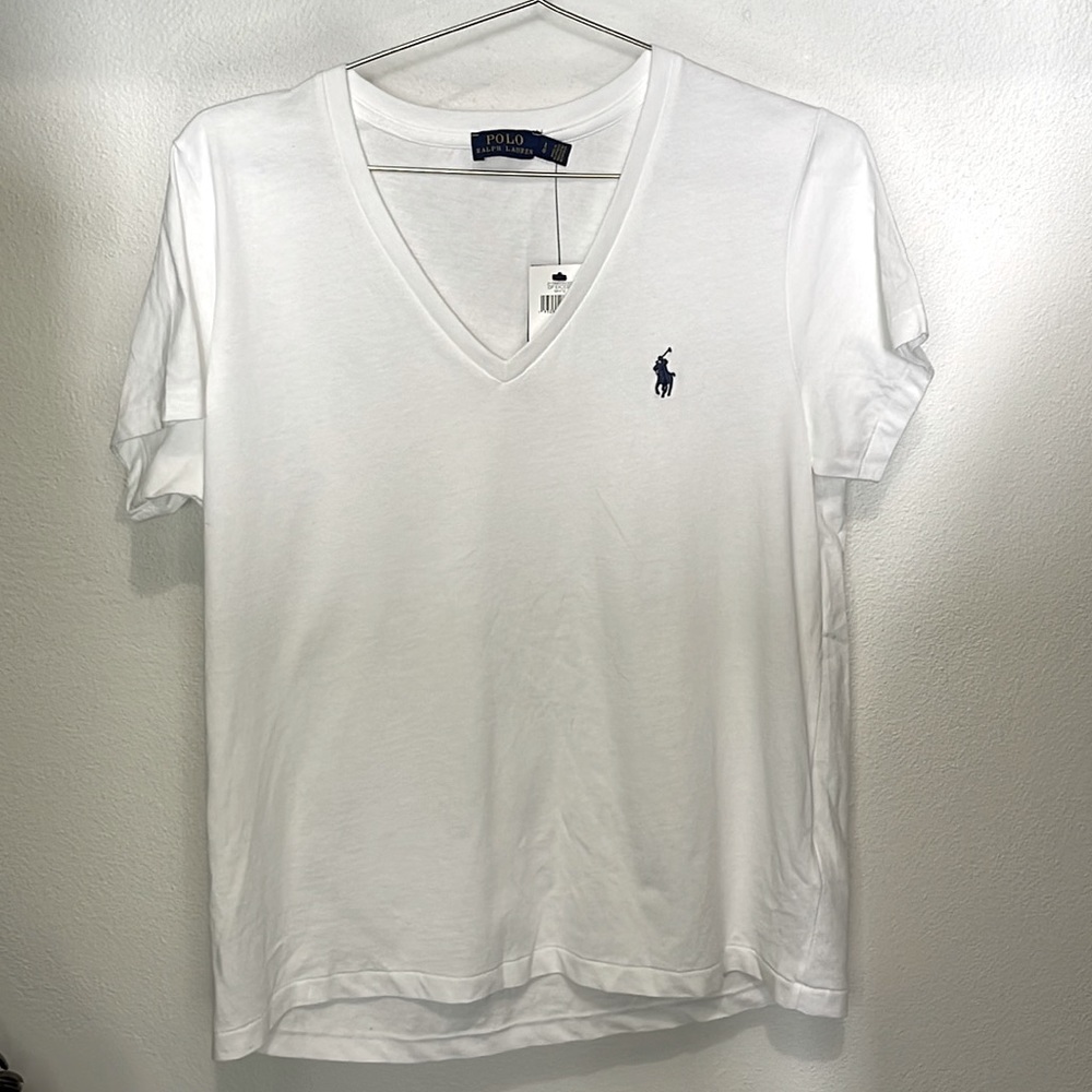 Ralph Lauren Logo V Neck Tee NWT